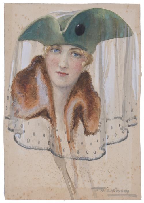 WILKINSON (20TH CENTURY). "POTRAIT OF A LADY WITH A HAT".