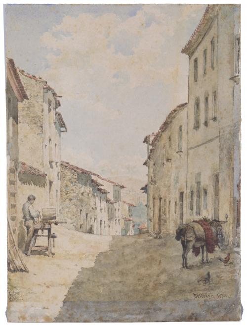 OCTAVI BELLVER (1856-1908).  ??? "STREET OF A VILLAGE", 1879.