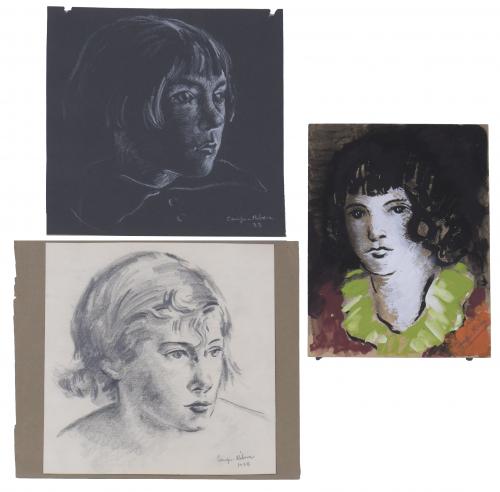 FRANCISCO CAMPS RIBERA (1895-1992).  Set of 3 women's portraits.