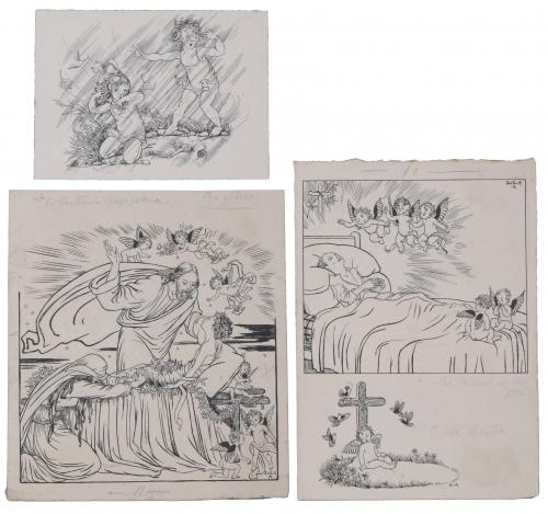 LOLA ANGLADA (1892-1984).  Set of 3 illustrations for publi