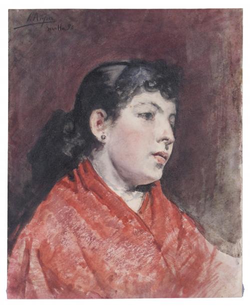 JOSÉ ARPA PEREA (1860-1952).  "WOMAN'S PORTRAIT", Seville, 1890.