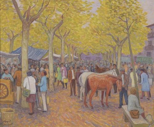 SEBASTIÀ CONGOST PLA (1919-2009).  "MERCAT I FIRA DE CAVALLS", 1990.