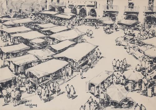 JOSEP Mª VILÀ CAÑELLAS (1913-2001). "MARKET IN VIC", 1980.