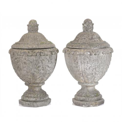 PAIR OF LARGE SANDSTONE GOBLETS, LATE 20TH CENTURY.