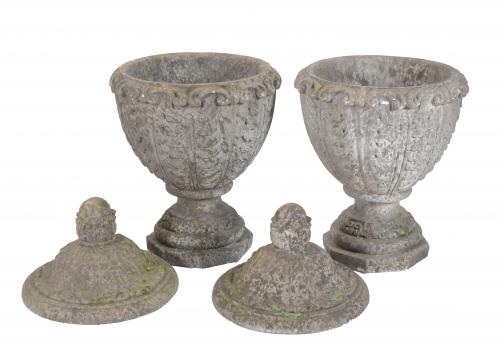 PAIR OF LARGE SANDSTONE GOBLETS, LATE 20TH CENTURY.