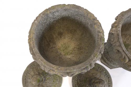 PAIR OF LARGE SANDSTONE GOBLETS, LATE 20TH CENTURY.