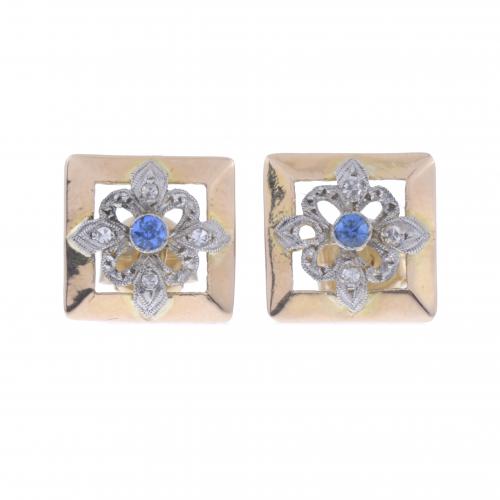 ART DECO STYLE EARRINGS WITH SAPPHIRES AND DIAMONDS.