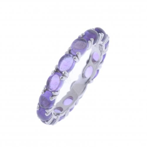 POMELLATO STYLE AMETHYSTS WEDDING RING.