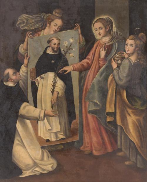 18TH CENTURY, SPANISH SCHOOL. "MIRACLE OF SANTO DOMINGO IN SORIANO".