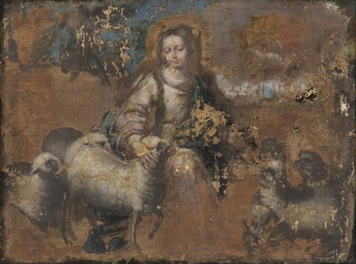 ATTRIBUTED TO BERNARDO GERMÁN LLORENTE  "DIVINE SHEPHERDESS".