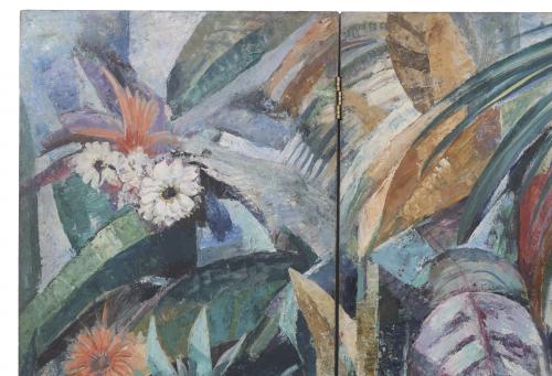 RAFAEL BATALLER GIRALT (1920). PAINTED THREE-LEAF FOLDING S