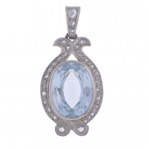 BELLE ÉPOQUE STYLE PENDANT WITH SPINEL AND DIAMONDS.