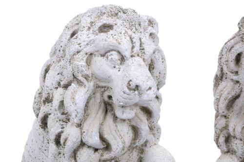 PAIR OF SANDSTONE LIONS, 20TH CENTURY.