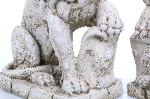 PAIR OF SANDSTONE LIONS, 20TH CENTURY.