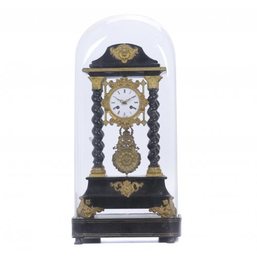 NAPOLEON III PERIOD PORTICO CLOCK WITH URN.