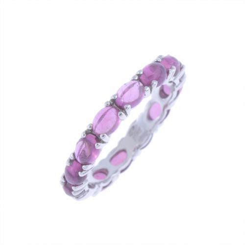 POMELLATO STYLE WEDDING RING WITH AMETHYSTS.