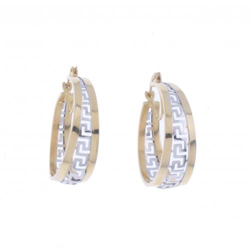 TWO-TONE HOOP EARRINGS.