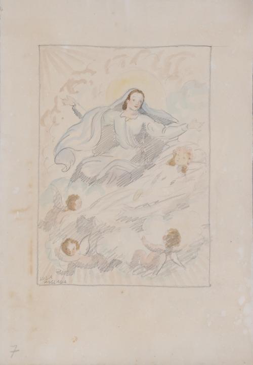 LOLA ANGLADA (1892-1984).  "MADONNA AND ANGELS".