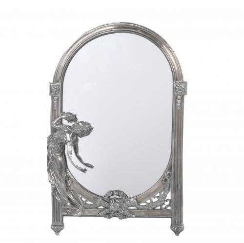 LATE NOUCENTIST TABLE MIRROR IN SILVER, CIRCA 1930-1933.