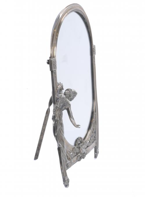 LATE NOUCENTIST TABLE MIRROR IN SILVER, CIRCA 1930-1933.