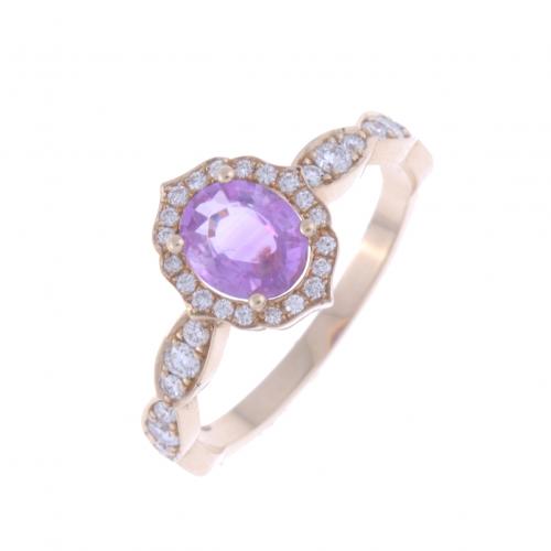 RING WITH CENTRAL ROSE SAPPHIRE AND DIAMONDS