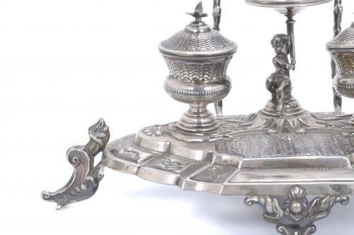 ALPHONSINE PERIOD SILVER INKSTAND.