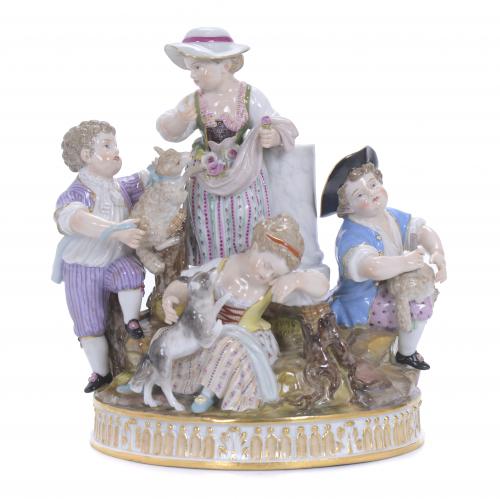 MEISSEN MANUFACTURE. FIGURAL GROUP WITH GENRE SCENE, 20TH CENTURY.