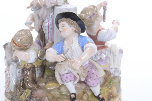 MEISSEN MANUFACTURE. FIGURAL GROUP WITH GENRE SCENE, 20TH C