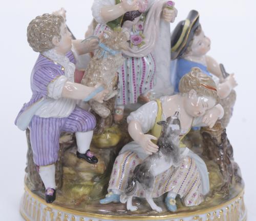 MEISSEN MANUFACTURE. FIGURAL GROUP WITH GENRE SCENE, 20TH C