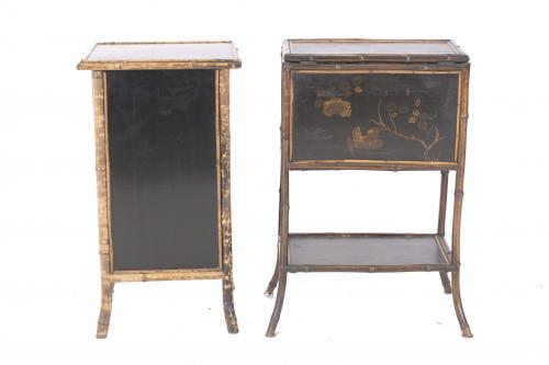 TWO BAMBOO BEDSIDE TABLES, FIRST HALF OF THE 20TH CENTURY.