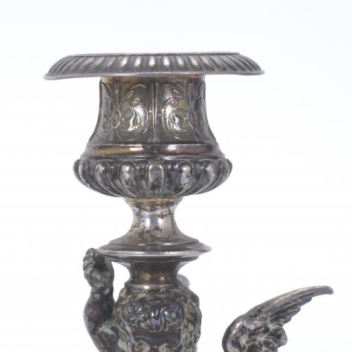 PAIR OF SILVER CANDELABRA, 19TH CENTURY.