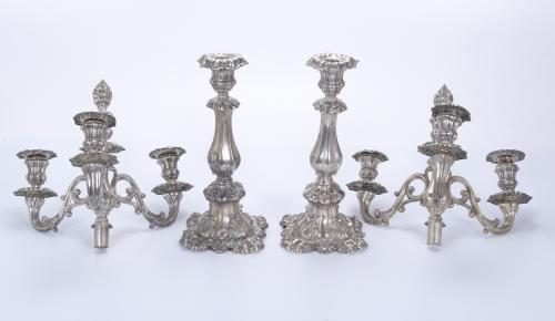 PAIR OF SILVER CANDELABRA, 20TH CENTURY.