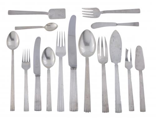 ART DECO STYLE SILVER CUTLERY, SECOND HALF OF THE 20TH CENTURY.