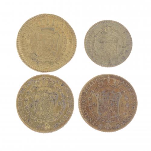 FOUR SPANISH GOLD COINS.