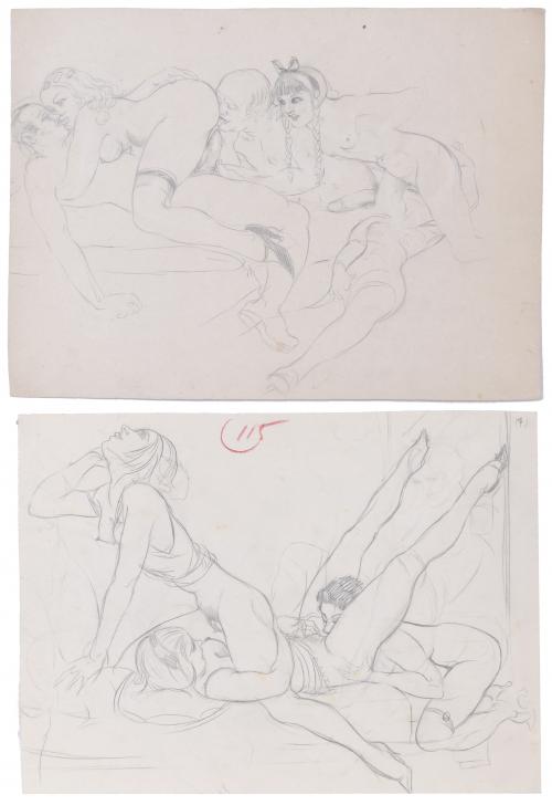 RICARD OPISSO (1880-1966). FOUR SEXUAL DRAWINGS.