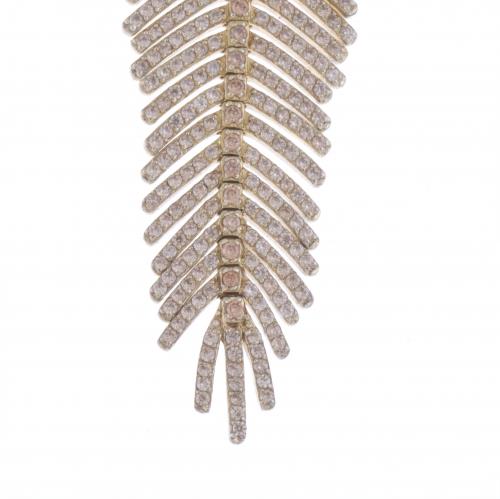 ZIRCONS FEATHER PENDANT.