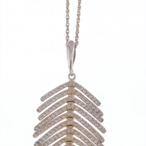 ZIRCONS FEATHER PENDANT.