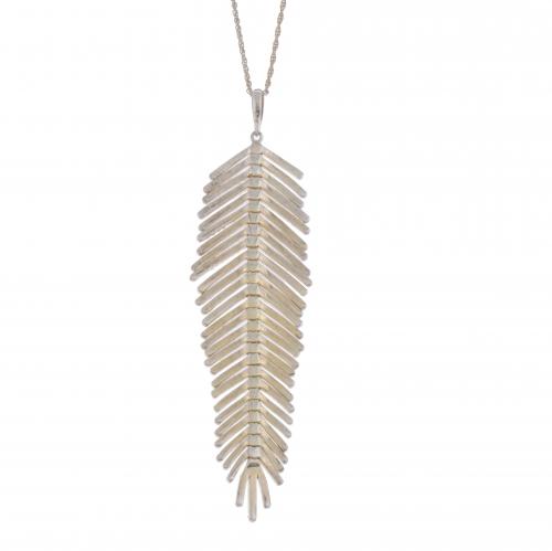 ZIRCONS FEATHER PENDANT.