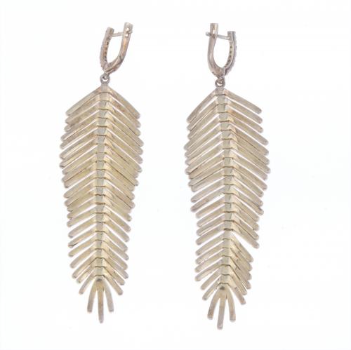 ZIRCONS FEATHER EARRINGS.