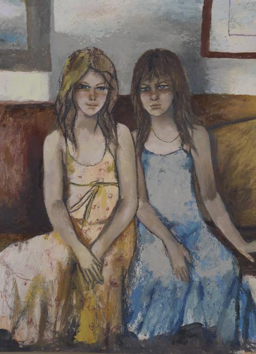 RAMÓN AGUILAR MORÉ (1924-2015). "NIÑAS SENTADAS", 1983.