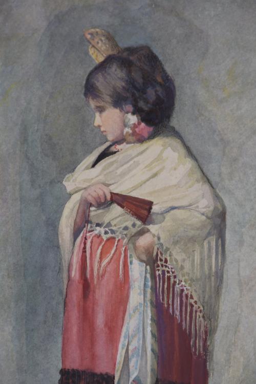 LLUÍS MORELL CORNET (19TH CENTURY).  "GIRL WITH A SHAWL AND