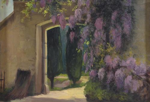 ANTONI ROS I GUELL (1873-1954) "ENTRADA CON LILAS".