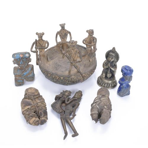 SET OF SEVEN ETHNIC SCULPTURES. 19TH CENTURY.