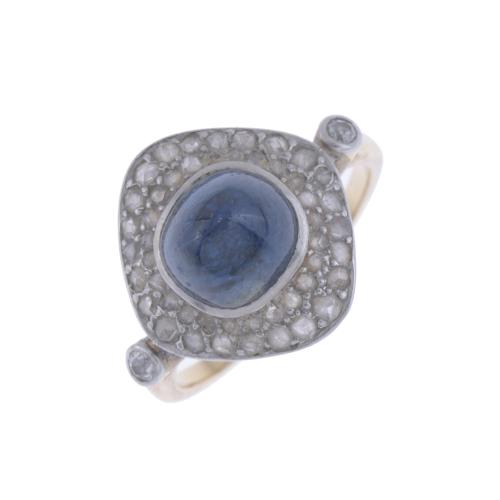 ART DECO RING WITH DIAMONDS AND SAPPHIRE.