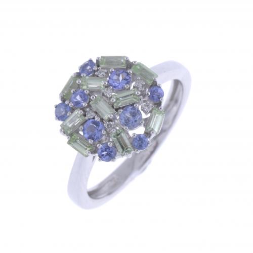 GEMSTONES ROSETTE RING.