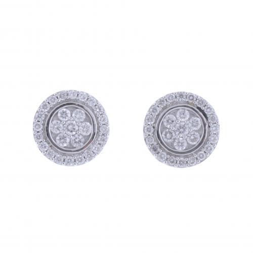 PENDIENTES ROSETONES DE DIAMANTES.