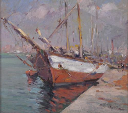 JOAQUIM TERRUELLA MATILLA (1891-1957). "BARCO EN EL PUERTO".