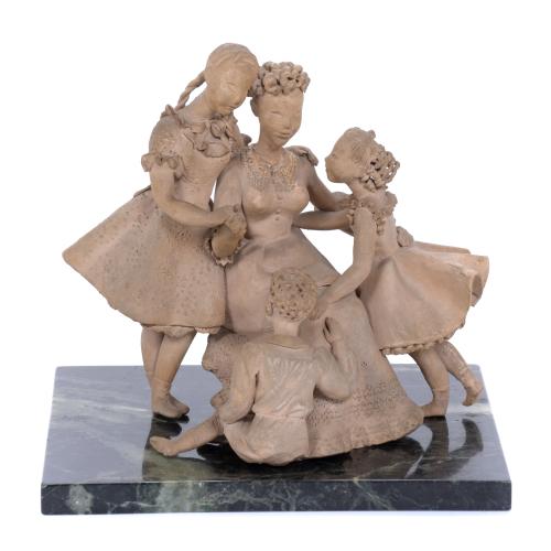 SPANISH SCHOOL, SECOND HALF  20TH CENTURY. FIGURAL GROUP WI