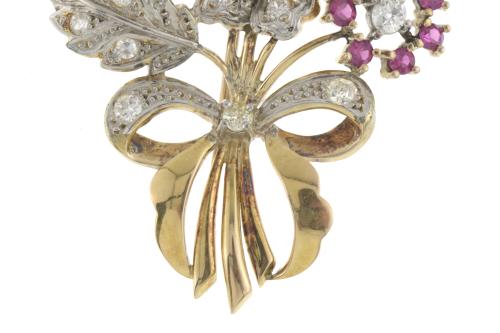 GEMSTONES FLORAL BROOCH.