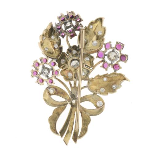 GEMSTONES FLORAL BROOCH.